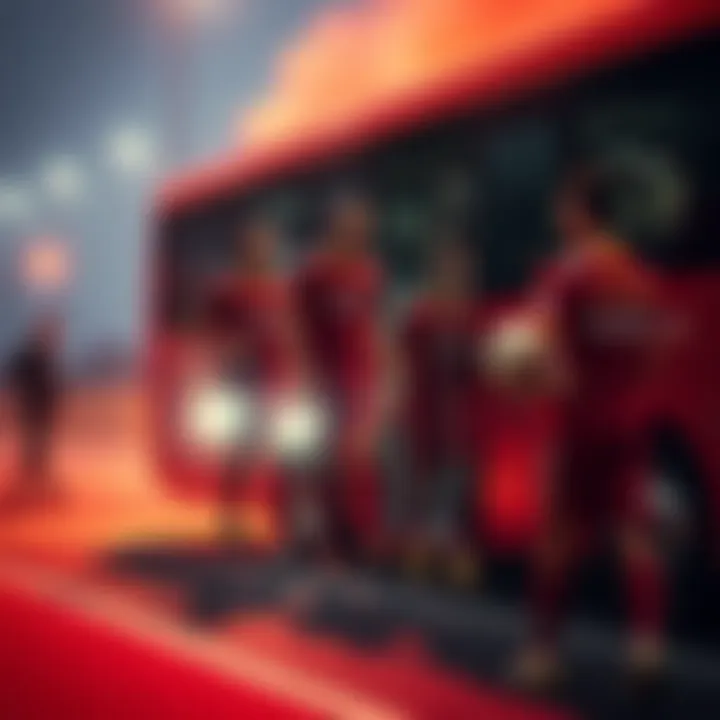 Galatasaray football players boarding the team bus for their UEFA Champions League match in Portugal