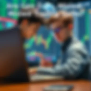 A young trader looks at a stock chart on a laptop, showing fluctuating prices and graphs, symbolizing the challenges faced by Gen Z in understanding trading strategies.