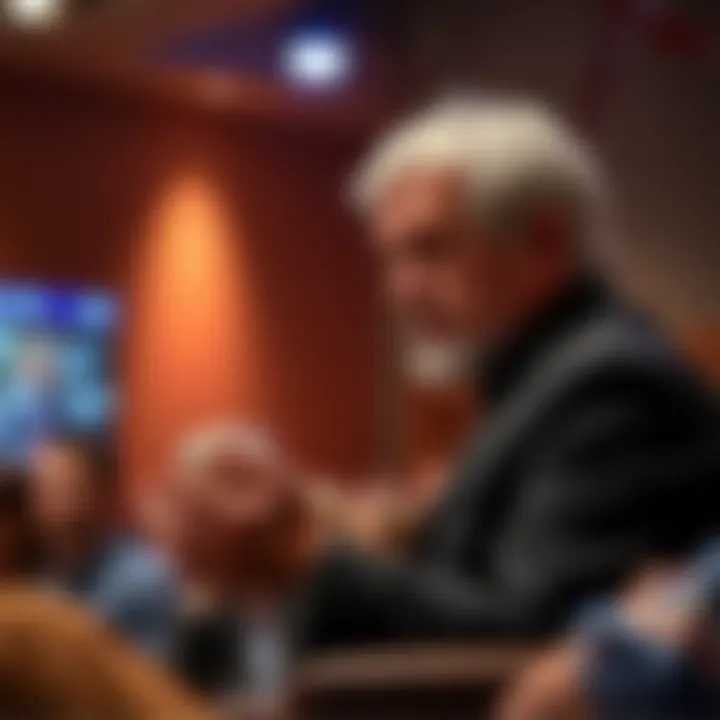 Gene discussing transformative ideas with an audience