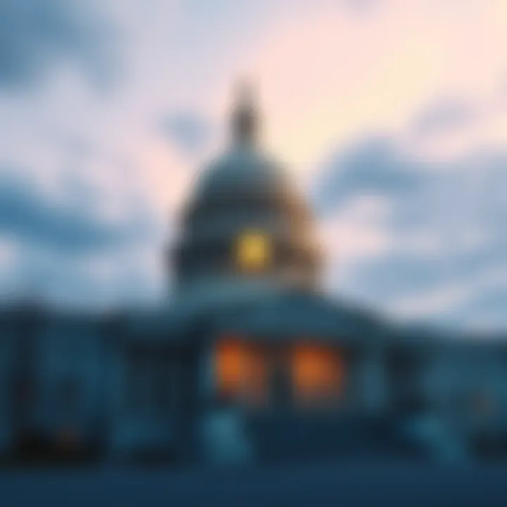 GENIUS Act for Stablecoins Passes A graphic representation of the U.S. Capitol building with a digital coin symbol, indicating the passage of the GENIUS Act for Stablecoins in Congress.