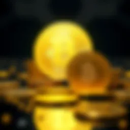 Gold Coins and Digital Currency A stack of gold coins beside a digital currency symbol, representing Tether's gold-backed approach.