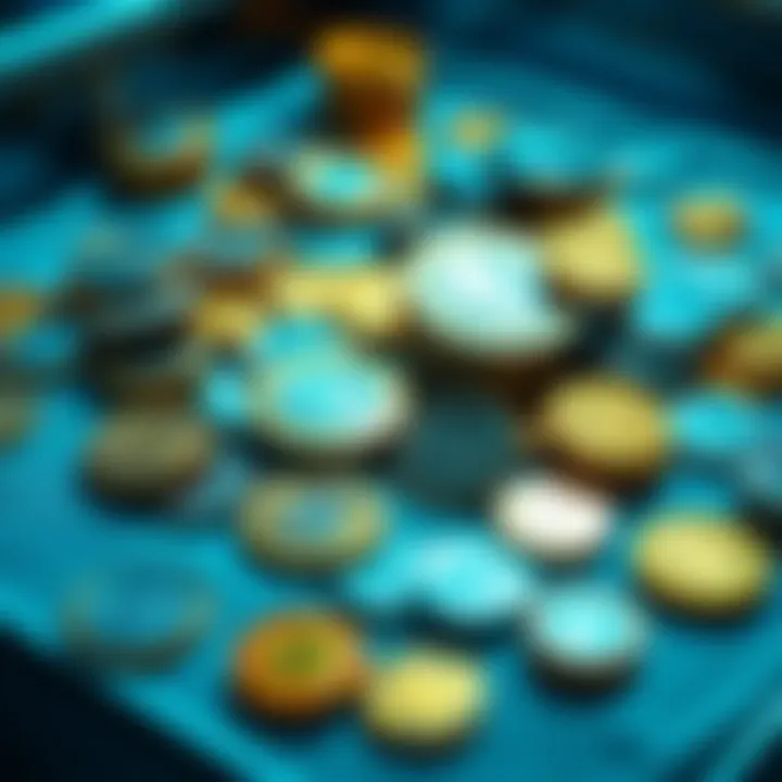 Collection of Gold and Silver Coins A variety of gold and silver coins, including rare pieces, displayed on a table with a soft cloth underneath.