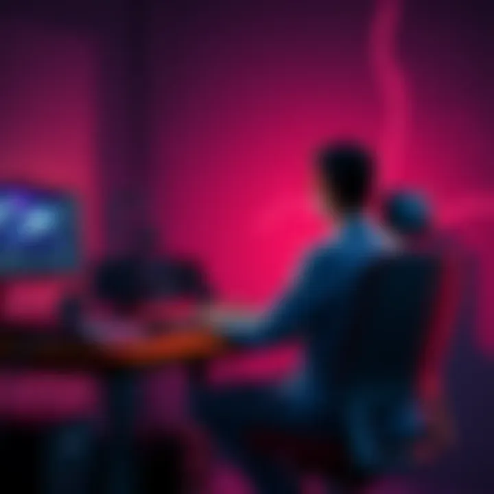A person sitting at a desk connecting a GPU server to a computer, ready to start mining Nano currency with a one-click installation.
