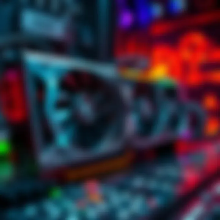 A close-up of a graphics card used for Bitcoin mining, showing its cooling fans and connectors