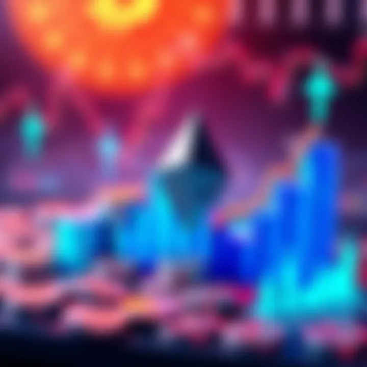 A visual representation of Grayscale's Ethereum ETF with symbols of staking rewards like coins and growth charts