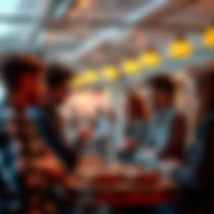 People engaging in a friendly discussion, sharing ideas about donuts and other topics in a community setting