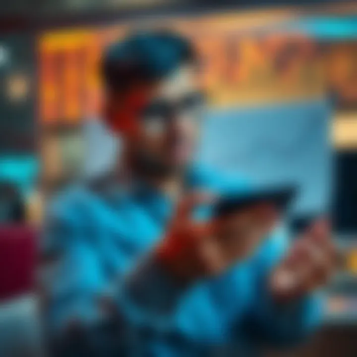 A person examining financial graphs with a calculator, looking concerned about stagnant funds.