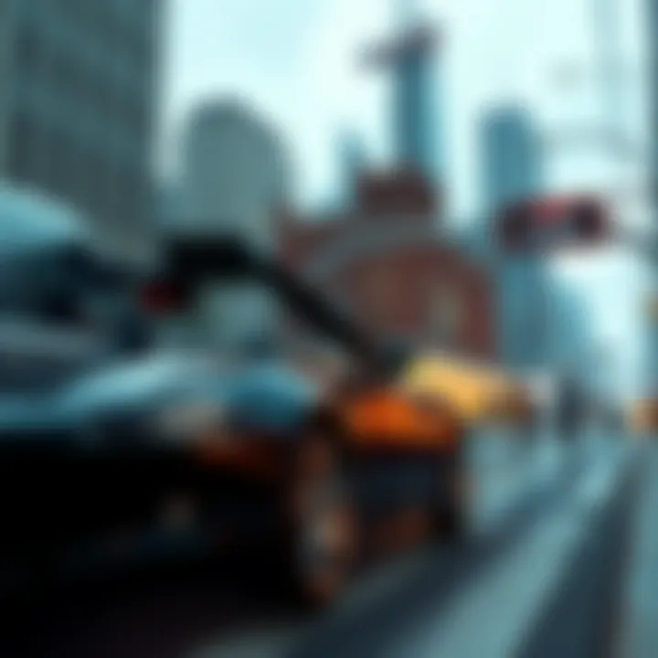 A scene from GTA IV showcasing stunning graphics and dynamic gameplay with a character driving a car in a city environment.