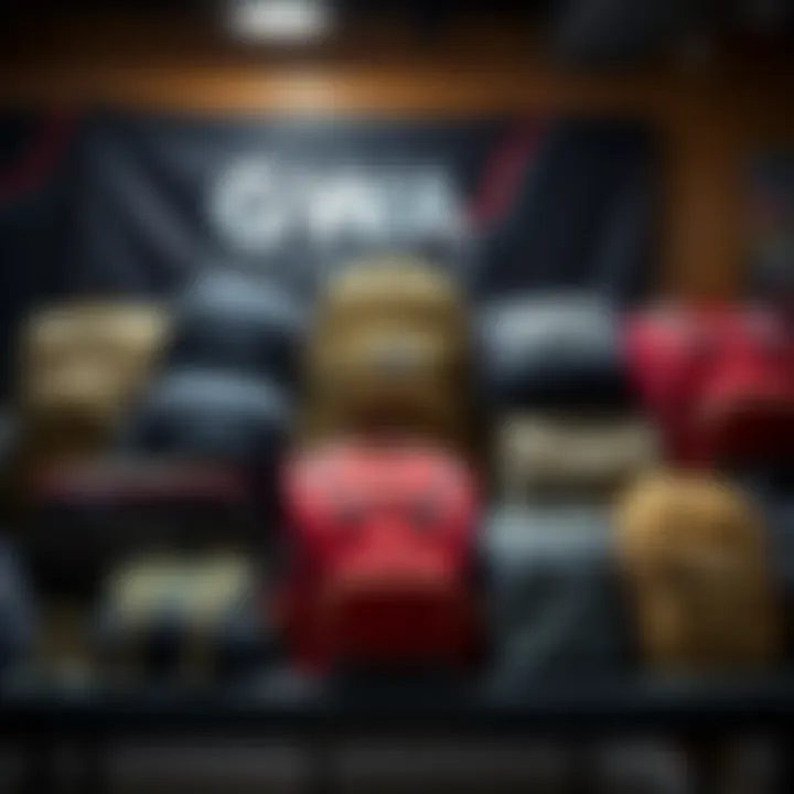 A collection of GWA tactical bags arranged on a table, showcasing their various designs and colors, appealing to backpack enthusiasts.