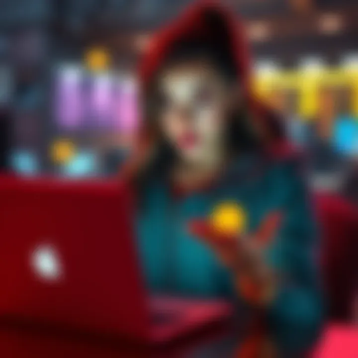 Haliey Welch, known as the Hawk Tuah Girl, discussing her lack of crypto knowledge with a laptop and currency symbols around her