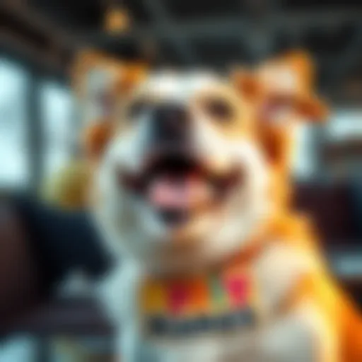 A cheerful dog wearing a colorful name tag, showcasing unique and fun pet name ideas.