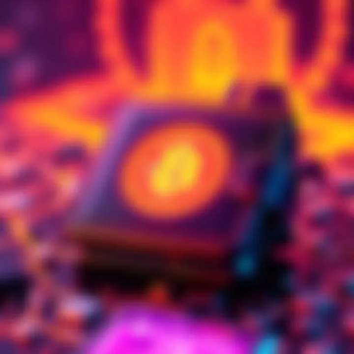 A hardware wallet device displaying Bitcoin logo with a security lock symbol