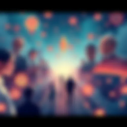 An illustration showcasing Hedera's plans for 2025 with modern blockchain elements, highlighting connections between businesses and individuals.