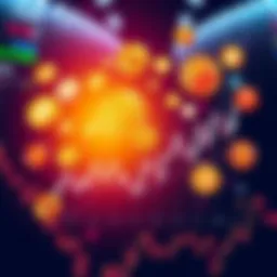 An illustration showing a graph with Bitcoin prices fluctuating as hedge fund logos surround it, representing market influence