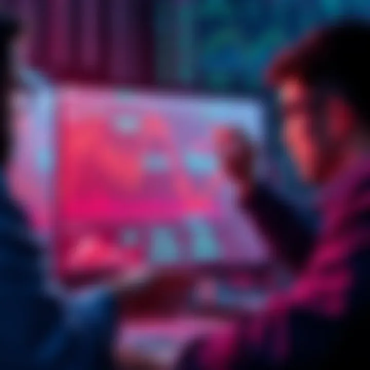 Concerned investors looking at crypto charts and high staking APYs on a screen