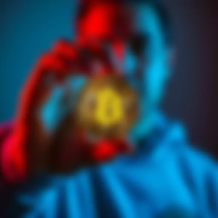 A person holding a shiny bitcoin coin, representing cryptocurrency investment risks