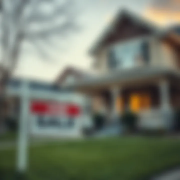 A for sale sign in front of a house, representing the housing market downturn and potential price drop.