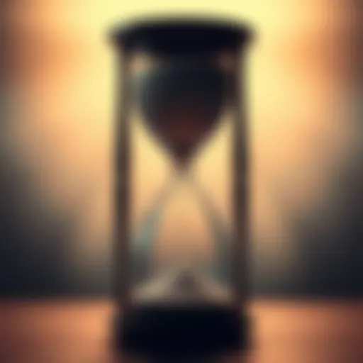 An hourglass with sand flowing from the top to the bottom, symbolizing the constant flow of time and life's fleeting moments.