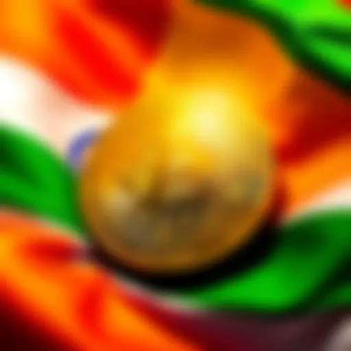 A visual representation of Bitcoin with the Indian flag, signifying India's top position in Bitcoin ownership over China and the US.