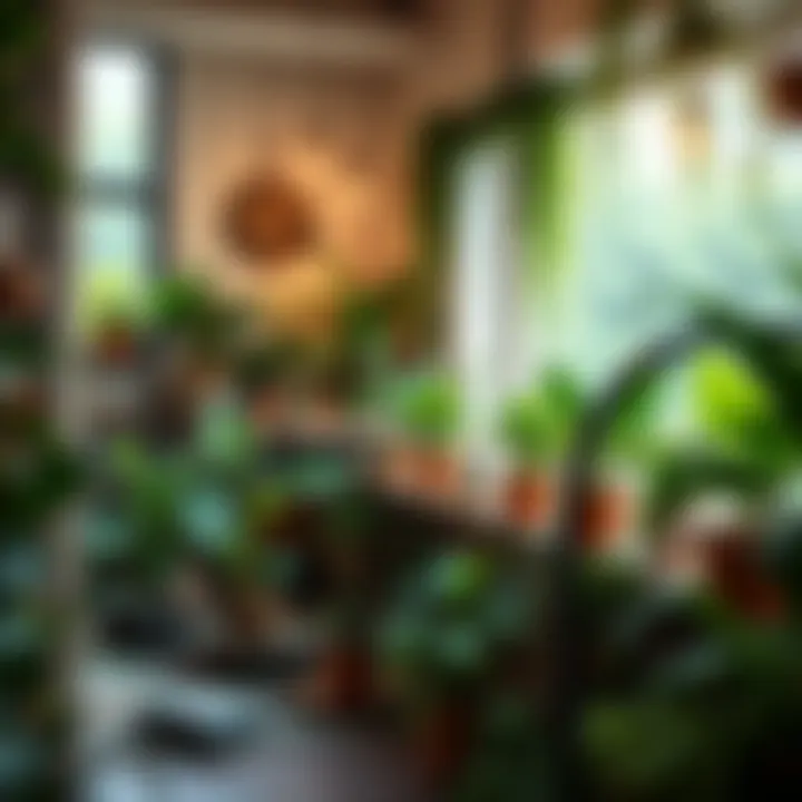 A cozy indoor space filled with various green plants, creating a peaceful environment that resembles nature.