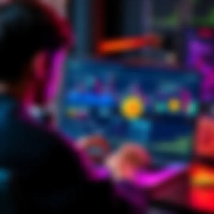 A person looking at a laptop screen displaying cryptocurrency charts and Bitcoin and Ethereum symbols, planning investments with $400 monthly.