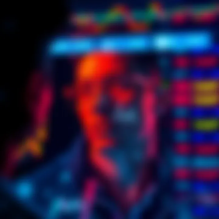 A person looking at a digital display of cryptocurrency prices with a focused expression, symbolizing investment and waiting for market improvement.