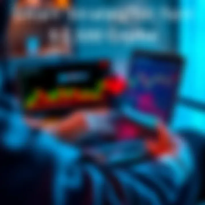 A person analyzing cryptocurrency options on a laptop with graphs and charts displayed.