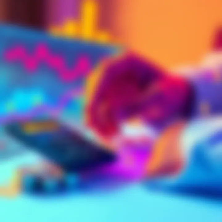 A person calculating investments with a chart showing upward trends and dollar signs, representing weekly DCA in finance.