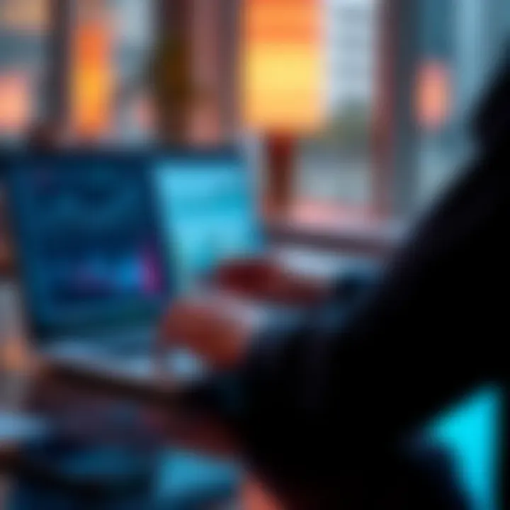 A person reviewing investment options with charts and graphs on a laptop