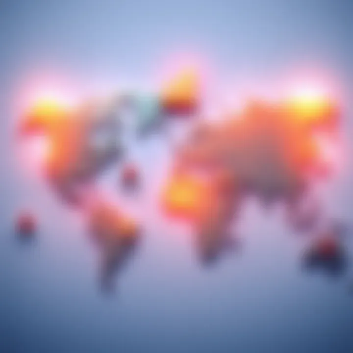 A world map with investment symbols and arrows indicating dollar-cost averaging options for non-US residents.