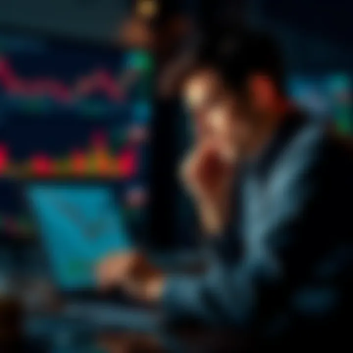 Investment Analysis A person thinking about investing, looking at financial charts and calculations on a laptop