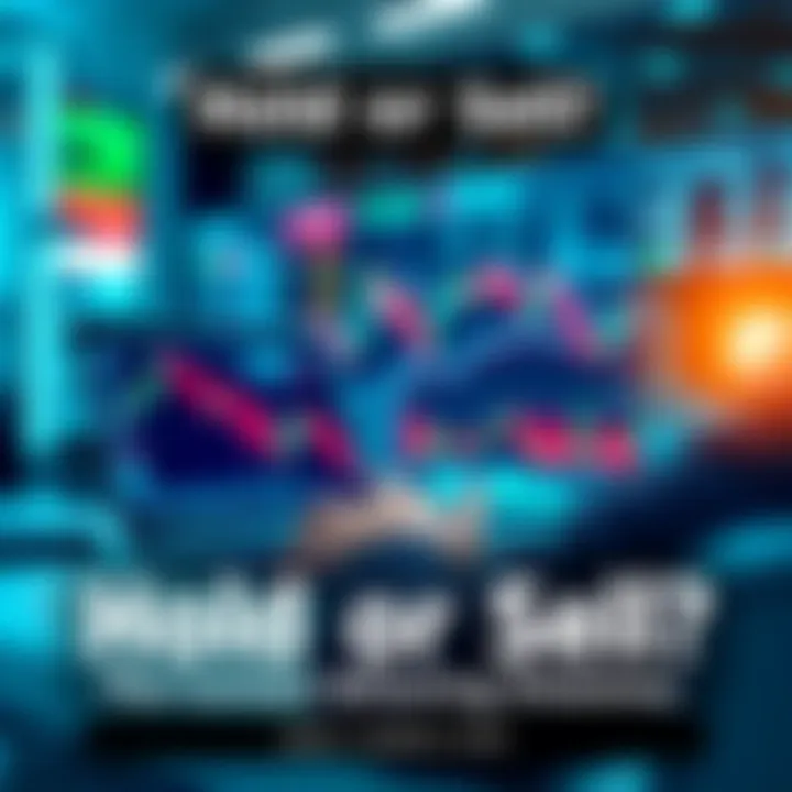 A person looking at stock market graphs on a laptop, contemplating whether to hold or sell investments.