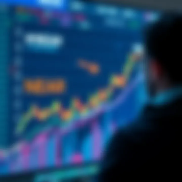 A person looking at a digital chart with rising trends related to NEAR cryptocurrency