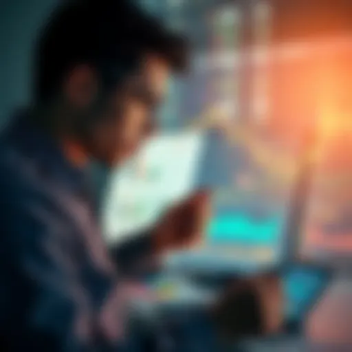 A person reviewing financial charts and graphs, showing caution and consideration in investment decisions.