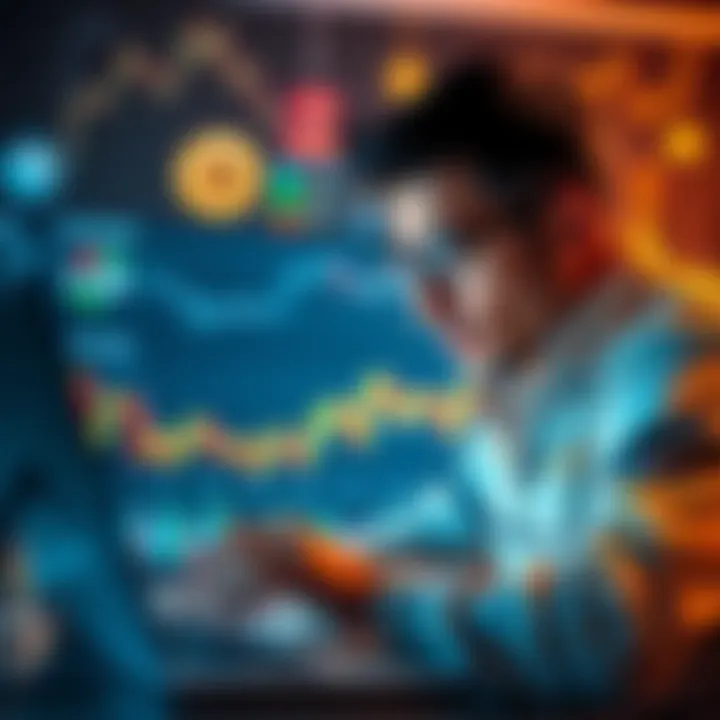 A person analyzing charts and graphs on a laptop with a concerned look, representing investment strategies amid Bitcoin's potential decline.