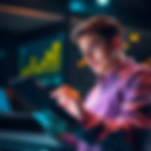 A person reviewing investment options on a tablet, focusing on safer protocols with high Total Value Locked in decentralized finance.