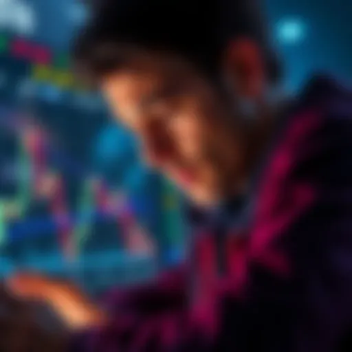 A person looking at a graph showing Ethereum price fluctuations, expressing mixed emotions about their investment journey over the past five years.