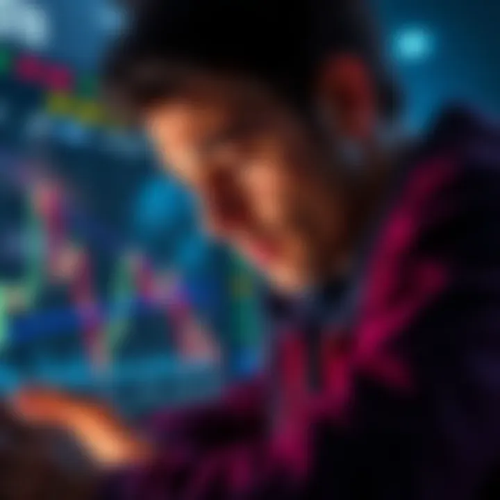 A person looking at a graph showing Ethereum price fluctuations, expressing mixed emotions about their investment journey over the past five years.