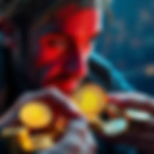 Investor Choosing Gold and Silver An investor looks at gold and silver coins, contemplating a shift from Bitcoin to precious metals.