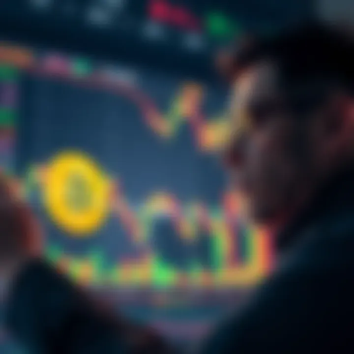 An investor looking at financial charts showing a decline in Bitcoin value, pondering the future of their investment.