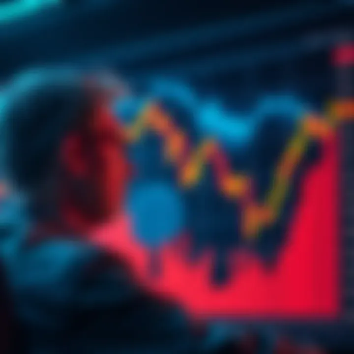 Investor Looks at Falling Stock Chart A concerned investor stares at a chart showing a sharp decline in stock prices, symbolizing financial loss and regret.