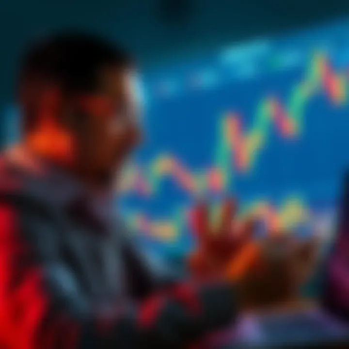 An investor looking at financial charts, pondering whether to sell or hold their investment