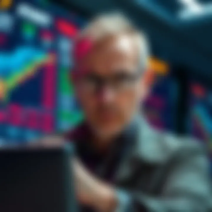 Investor Selling Stocks An investor looking worried while selling stocks on a digital trading platform as market trends decline.