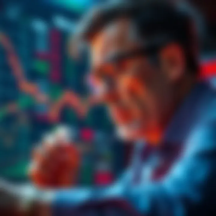 A worried investor looks at stock charts with a frown, reflecting on tough market choices during a bear market.
