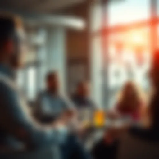 Group of investors sharing their experiences with financial losses in a casual setting