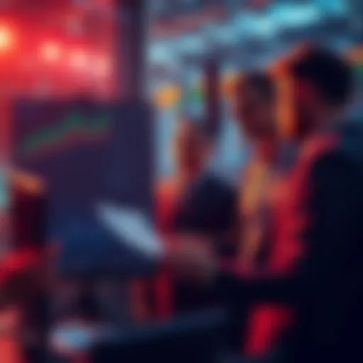 Group of people discussing investment strategies with charts and graphs in front of them