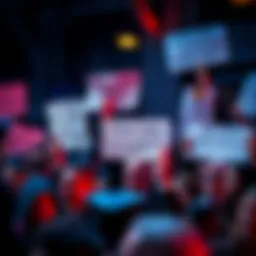 Angry investors gather with signs demanding accountability from Rodolfo Novak and Peter Gray after missing funds.