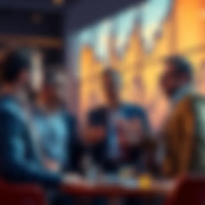 Investors discussing returns A group of investors chatting about financial strategies, expressing different thoughts on returns and risks.