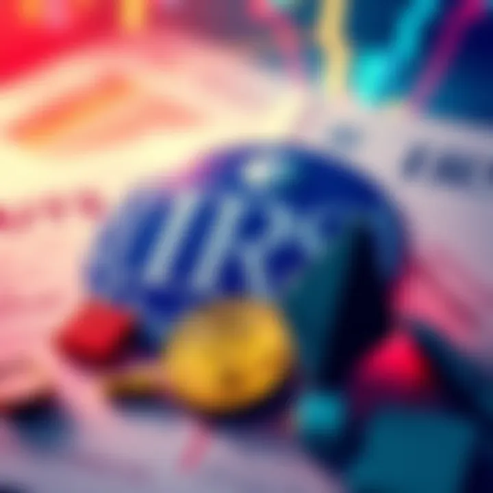 Illustration of IRS logo with digital assets like Bitcoin and Ethereum, representing the new 1099-DA statement rules.