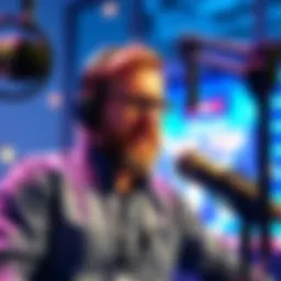 Jack Mallers speaking into a microphone during a podcast recording about buying the dip in the market